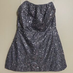Fashion Nova pearls of wisdom sequin mini dress in grey size‎ large